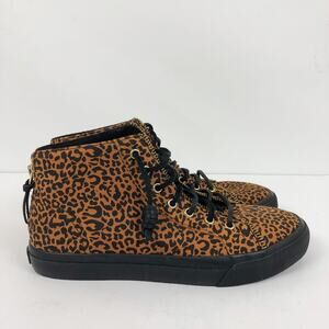 Sperry x Rebecca Minkoff Top Sider Sneakers 7.5 Brown Leopard High Top NWOB